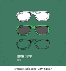 Hand Drawn Hipster Glasses Illustration - Vol. 05. - Hand Drawn Doodle Hipster Fashion Accessory Set - Infographic, Webdesign or Life Style Resource - Vector Illustration
