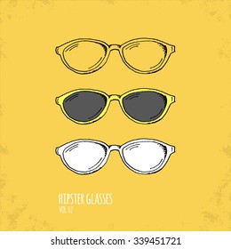 Hand Drawn Hipster Glasses Illustration - Vol. 02. - Hand Drawn Doodle Hipster Fashion Accessory Set - Infographic, Webdesign or Life Style Resource - Vector Illustration