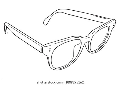 Hand Drawn Hipster Glasses Vector Outline Silhouette of Modern Eyewear Retro Fashion Specs