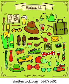 Hand drawn hipster kit vector elements