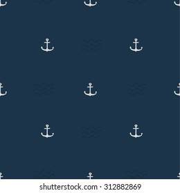 hand drawn hipster seamless pattern polka dot with anchors