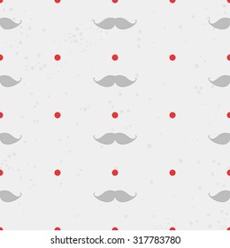 hand drawn hipster seamless pattern polka dot with mustache
