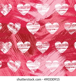 hipster dibujado a mano, patrón transparente de corazones