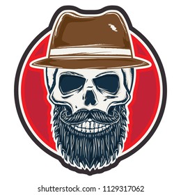 hand drawn hipster skull