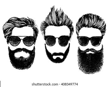 Hand drawn hipster style and fashion vector illustration set.