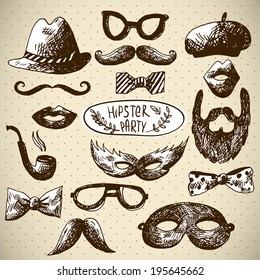 Hand Drawn Hipster Vector Design Elements in Vintage style