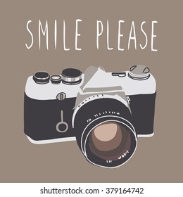  Hand drawn hipster vintage camera isolated. Vector illustration