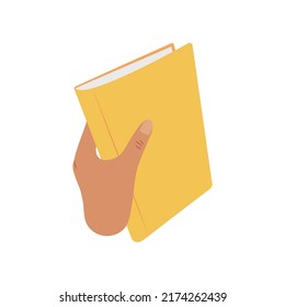 Hand drawn hand holding a book, for reading or education purpose, isolated vector illustration