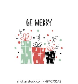 Hand drawn holiday lettering. Christmas collection of unique lettering for greeting cards, stationary, gift tags, scrapbooking, flyers, invitations. Vector Trendy xmas design elements.