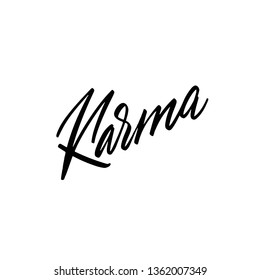 Hand drawn holiday lettering. Ink illustration. Modern brush calligraphy. Isolated on white background. Karma text. Vector illustration.