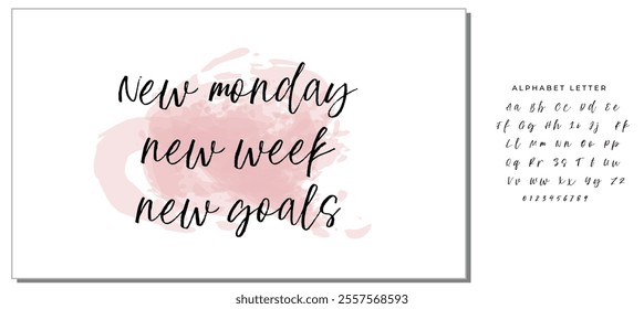 Hand drawn holiday lettering. Ink illustration. Modern brush calligraphy. Isolated on white background. New monday, new week, new goals.