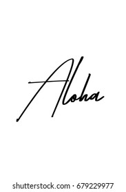 Hand drawn holiday lettering. Ink illustration. Modern brush calligraphy. Isolated on white background. Aloha.