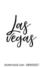 Hand drawn holiday lettering. Ink illustration. Modern brush calligraphy. Isolated on white background. Las vegas text.