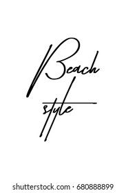 Hand drawn holiday lettering. Ink illustration. Modern brush calligraphy. Isolated on white background. Beach style.