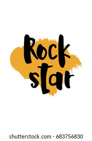 Hand drawn holiday lettering. Ink illustration. Modern brush calligraphy. Isolated on white background. Rock star.