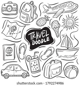 Hand drawn holidays doodles vector elements. New and trendy linear doodle concept with hand drawn style