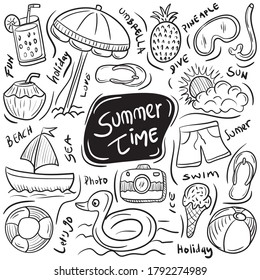 Hand drawn holidays doodles vector elements. New and trendy linear doodle concept with hand drawn style