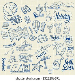 Hand drawn holidays elements vector illustration set
