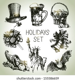 Hand drawn Holidays set 