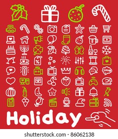 Hand drawn Holidays,xmas icon set