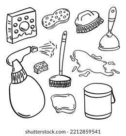 Hand drawn home cleaning or house cleaning icon