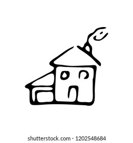 Hand Drawn home icon doodle. Sketch style icon. Decoration element. Isolated on white background. Flat design. Vector illustration.