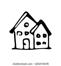 Hand Drawn home icon doodle. Sketch style icon. Decoration element. Isolated on white background. Flat design. Vector illustration.