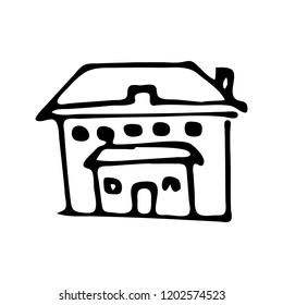 Hand Drawn home icon doodle. Sketch style icon. Decoration element. Isolated on white background. Flat design. Vector illustration.