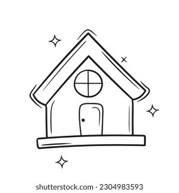 Hand Drawn Home Icon.  Doodle Vector Sketch Illustration