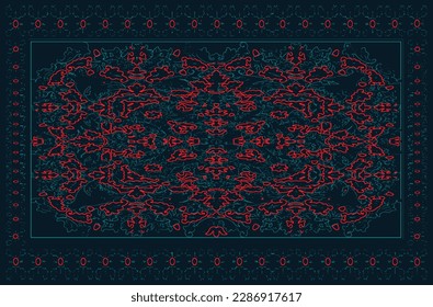 Hand drawn home, office  textile flooring pattern design trendy and modern distress traditional Persian rug pattern for digital print and other commercial uses.