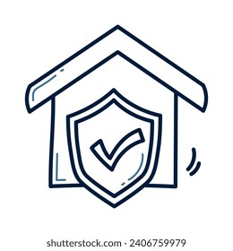 Hand drawn Home Protect doodle line illustration. Home Protect doodle icon vector.