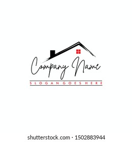 Hand drawn Home vector logo template for real estate company