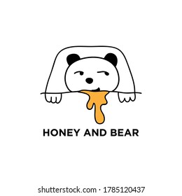 Hand drawn honey bear logo design inspirations with line art logo concept