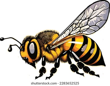 Hand drawn honey bee cartoon illustration vector design