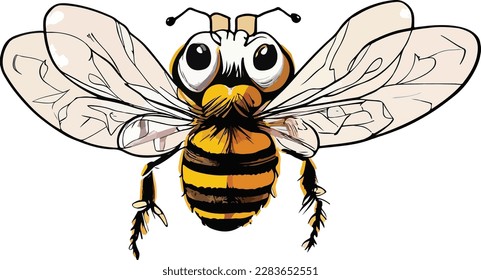 Hand drawn honey bee cartoon illustration vector design