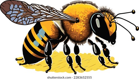Hand drawn honey bee cartoon illustration vector design