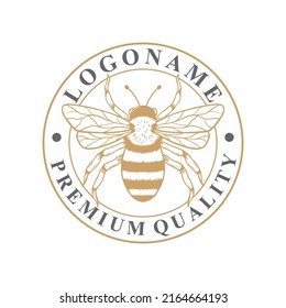 Hand drawn Honey bee logo template