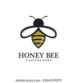 Hand Drawn Honey Bee Logo Icon with Vector Illustration.