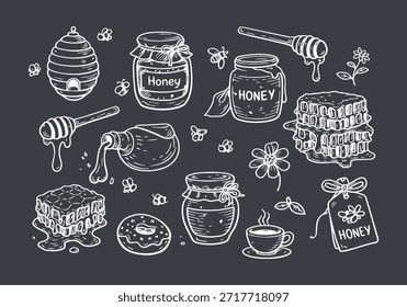 Dibujado a mano Colección de Elementos de miel
