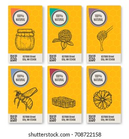 Hand drawn honey flyer templates. Vector illustration