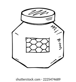Hand drawn honey jar clipart. Healthy natural organic product doodle.