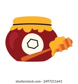 Hand drawn honey jar drawing illustration.
