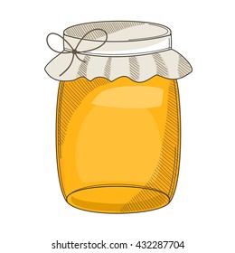 Hand drawn honey jar vector illustration.