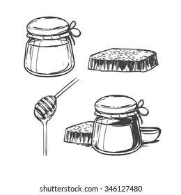hand drawn honey set, simple illustration, for your design