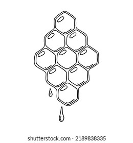 Hand drawn honeycomb isolated on a white background. Doodle, simple outline illustration. It can be used for decoration of textile, paper.