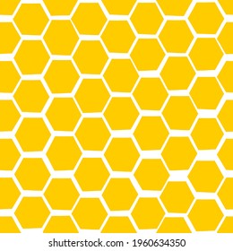 Hand drawn Honeycomb vector seamless pattern. Decorative geometric hexagonal honey-hued shapes background.