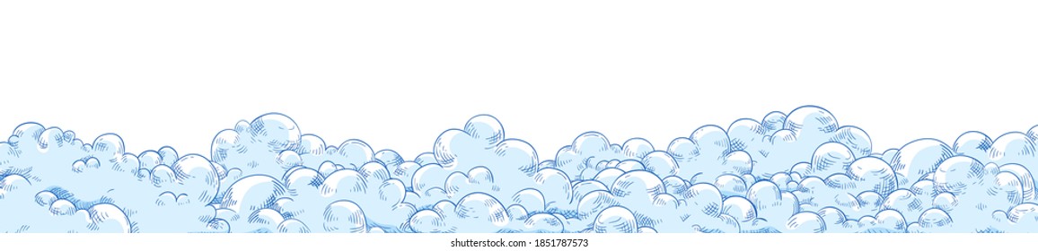 Hand Drawn Horizontal Background Fluffy Clouds Stock Vector Royalty Free