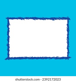 hand drawn horizontal frame. scribble blue-navy blue frame