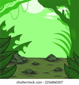 hand drawn Horizontal vector seamless tropical rainforest jungle background