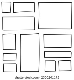 Hand Drawn Horizontal And Vercital Rectangles Set Frames Vector	